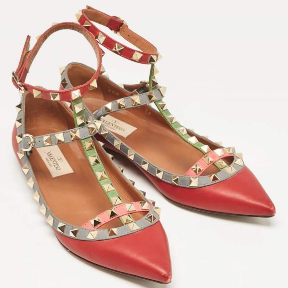 Valentino Rockstud Caged Leather Ballet Flats